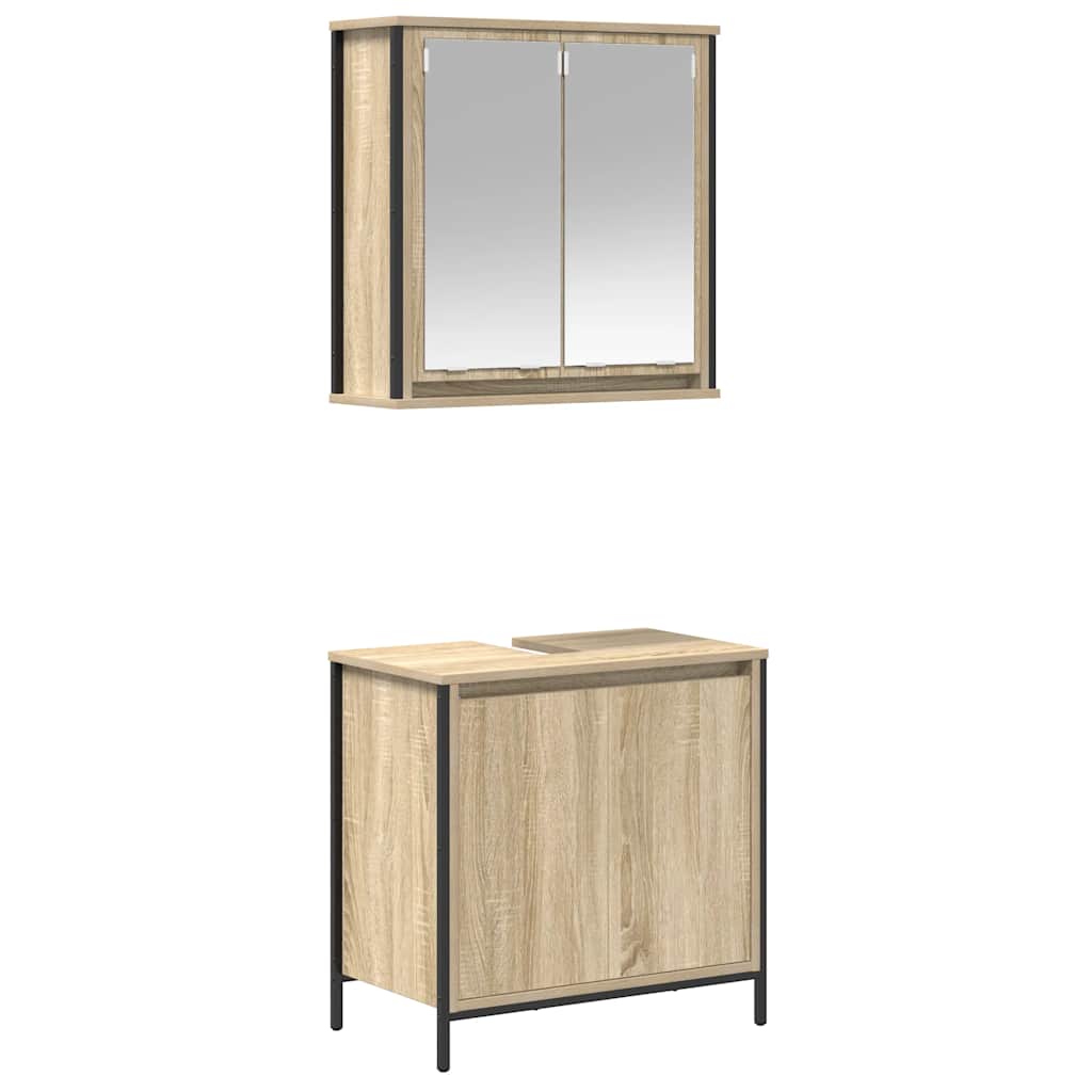 Set Mobili da Bagno 2 pz Rovere Sonoma in Legno Multistrato | homemem39