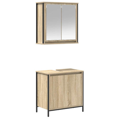 Set Mobili da Bagno 2 pz Rovere Sonoma in Legno Multistrato | homemem39