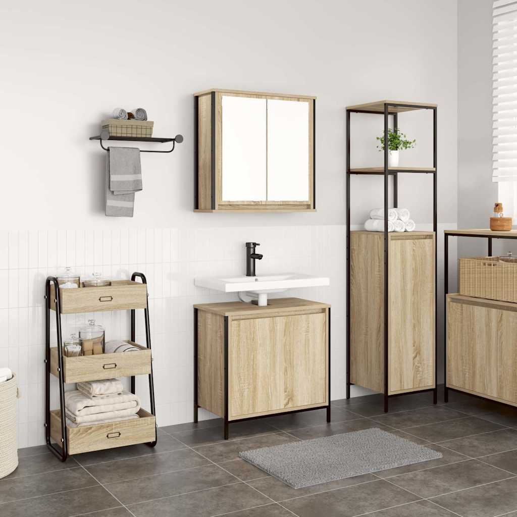 Set Mobili da Bagno 2 pz Rovere Sonoma in Legno Multistrato | homemem39