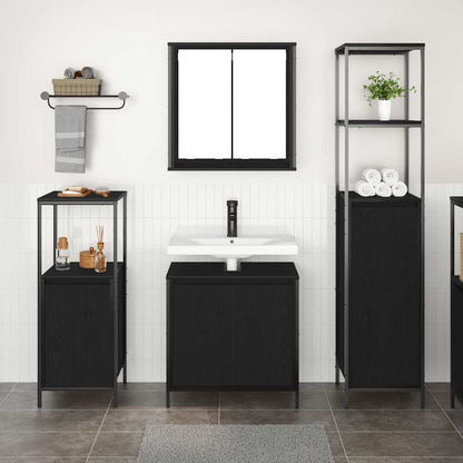 Set di mobili per il bagno 3 pcs Rovere Nero Legno multistrato | homemem39