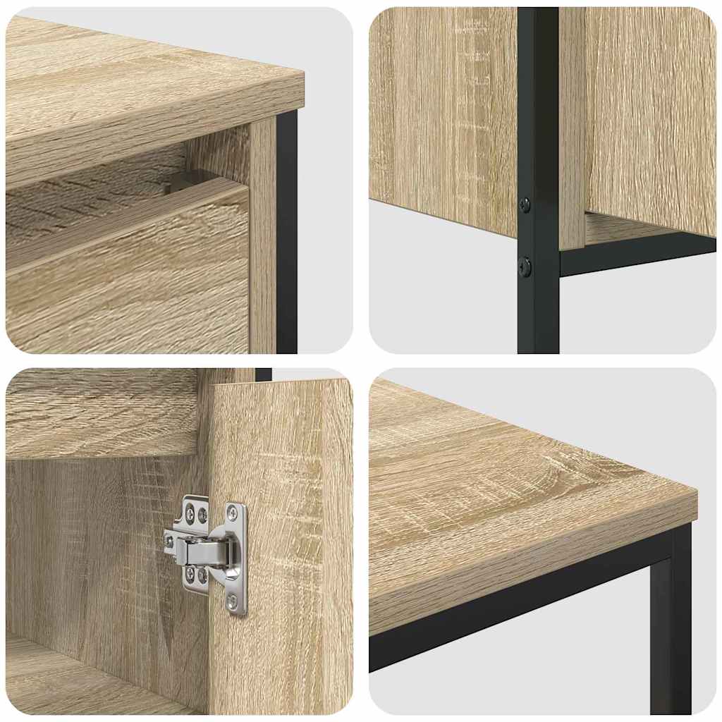 Set di mobili per il bagno con porta 3 pcs Rovere Sonoma e Nero | homemem39