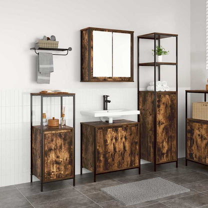 Set di mobili per il bagno 3 pcs Rovere Affumicato e Nero | homemem39