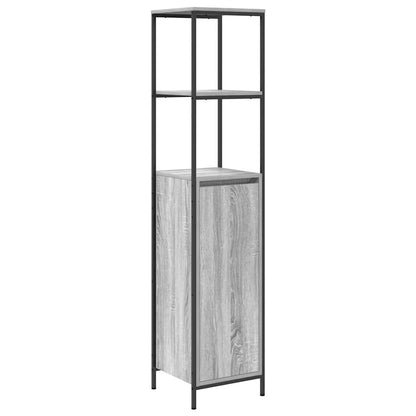 Set di mobili per il bagno con porta 3 pcs Grigio Sonoma e Nero | homemem39