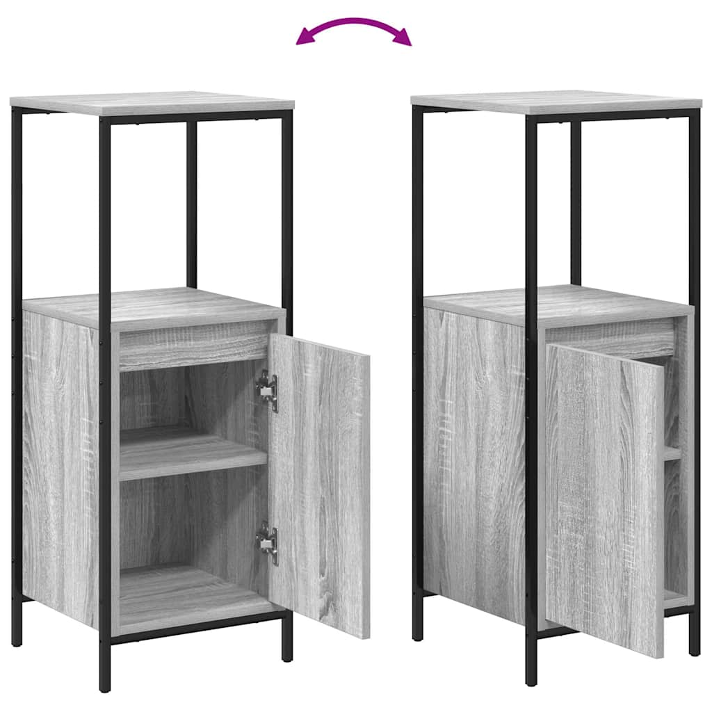 Set di mobili per il bagno con porta 3 pcs Grigio Sonoma e Nero | homemem39