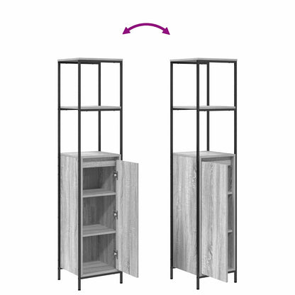 Set di mobili per il bagno con porta 3 pcs Grigio Sonoma e Nero | homemem39