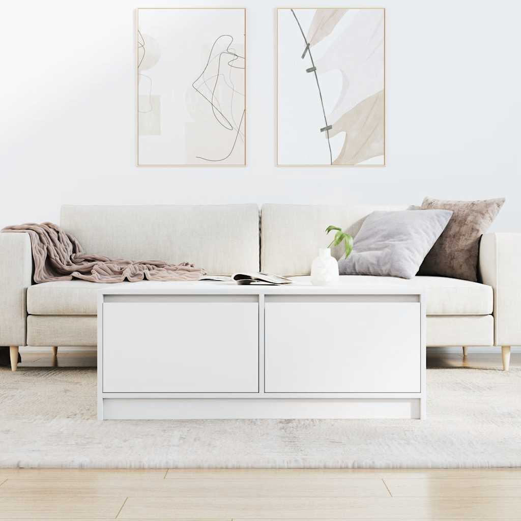 Tavolino da Salotto con Cassetti Bianco 100x100x40 cm | homemem39