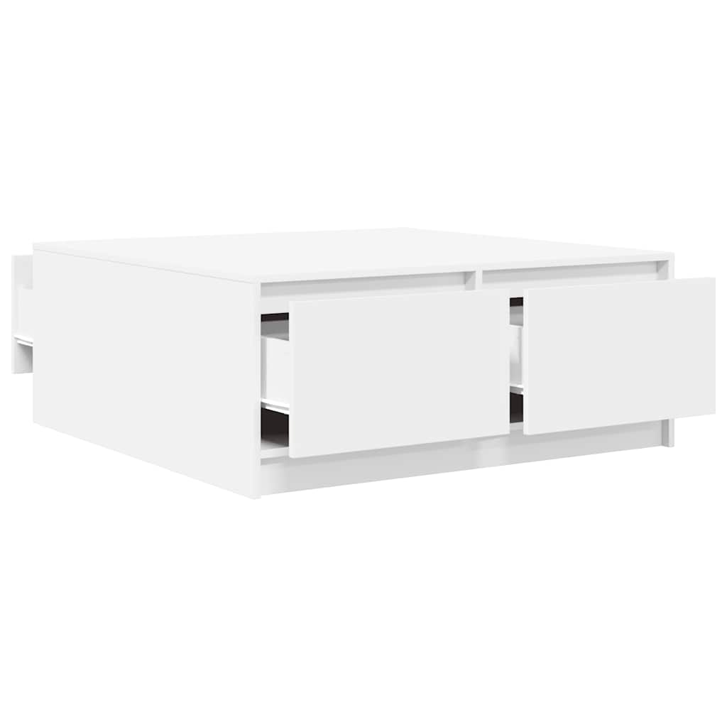 Tavolino da Salotto con Cassetti Bianco 100x100x40 cm | homemem39