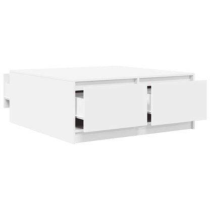 Tavolino da Salotto con Cassetti Bianco 100x100x40 cm | homemem39