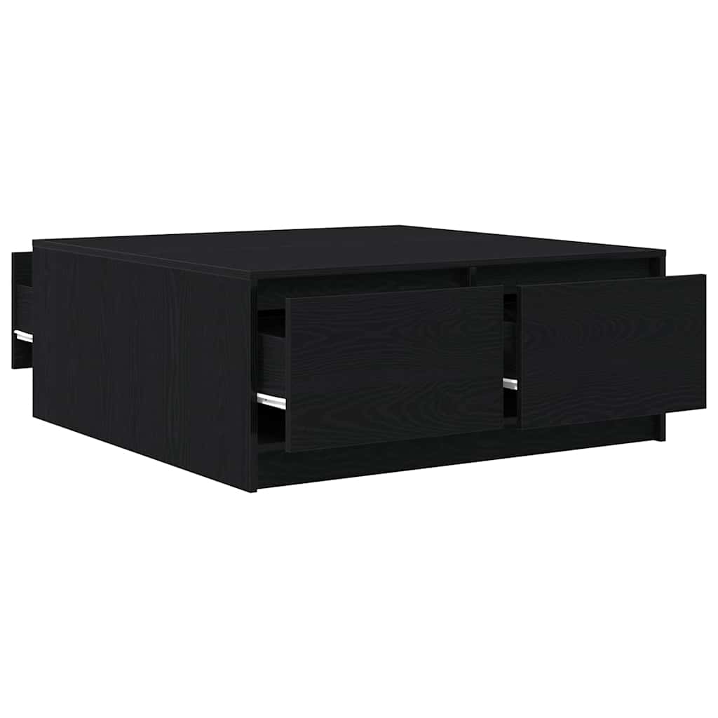 Tavolino da Salotto con Cassetti Rovere Nero 100x100x40 cm | homemem39