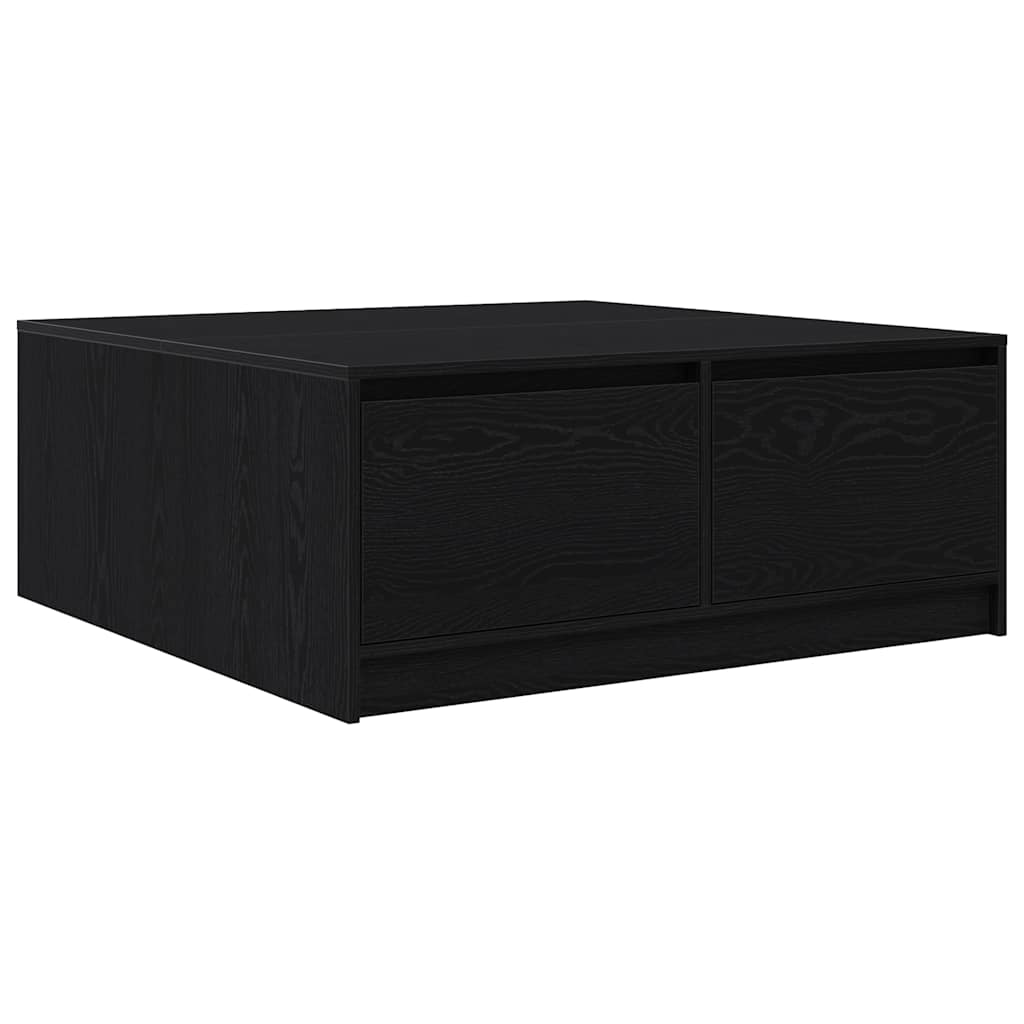 Tavolino da Salotto con Cassetti Rovere Nero 100x100x40 cm
