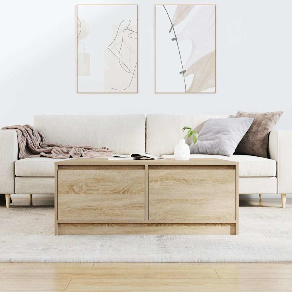 Tavolino da Salotto con Cassetti Rovere Sonoma 100x100x40 cm | homemem39