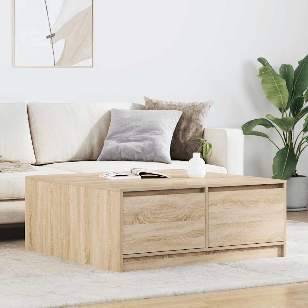 Tavolino da Salotto con Cassetti Rovere Sonoma 100x100x40 cm | homemem39