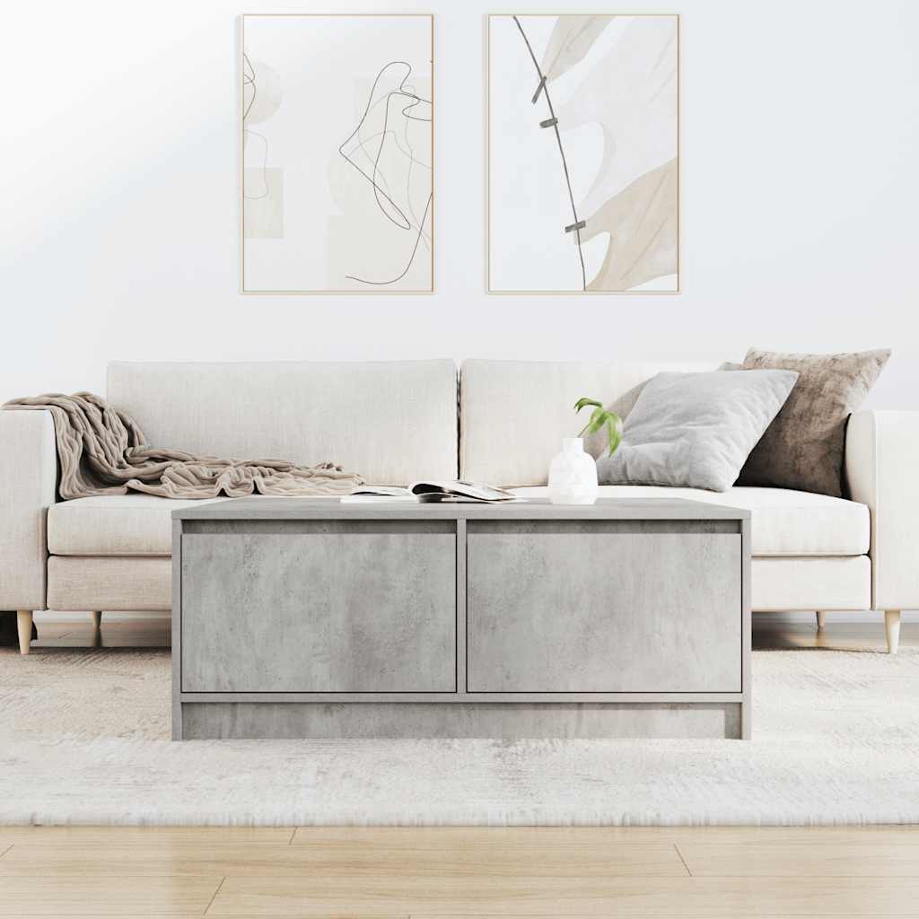 Tavolino da Salotto con Cassetti Grigio Cemento 100x100x40 cm | homemem39