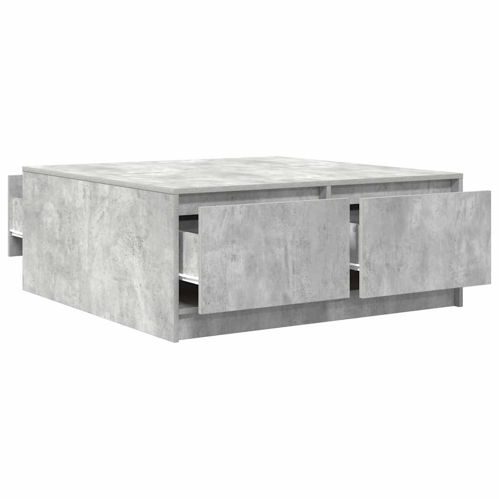 Tavolino da Salotto con Cassetti Grigio Cemento 100x100x40 cm | homemem39