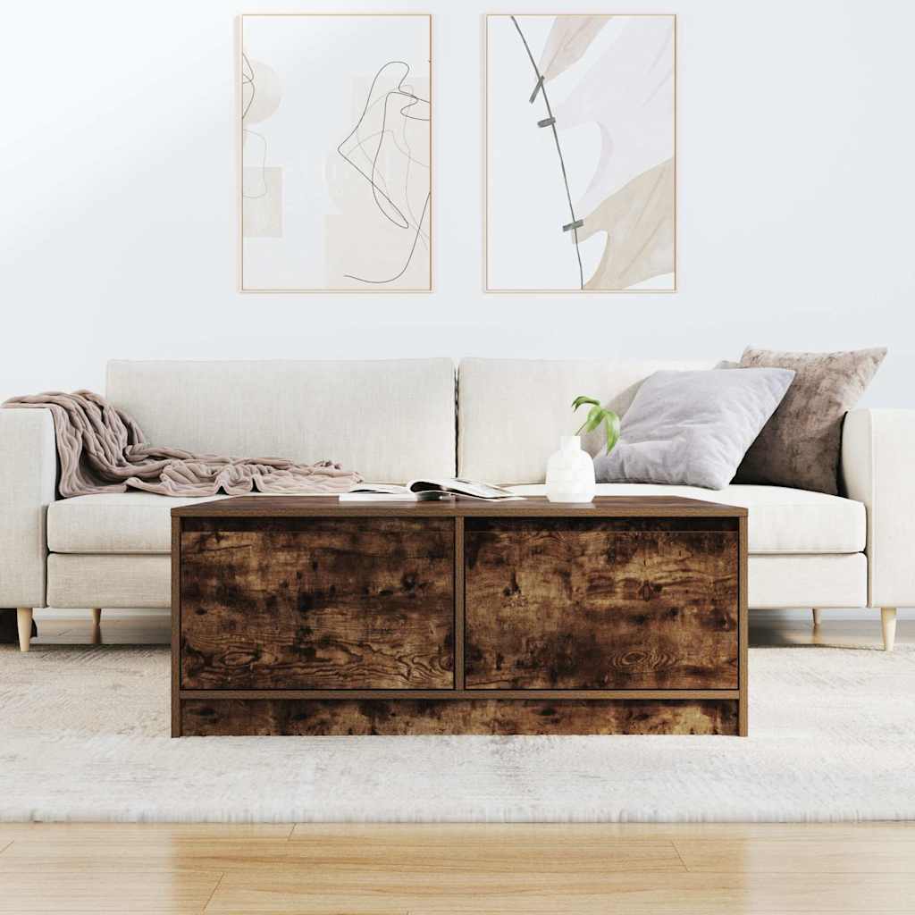 Tavolino da Salotto con Cassetti Rovere Fumo 100x100x40 cm | homemem39