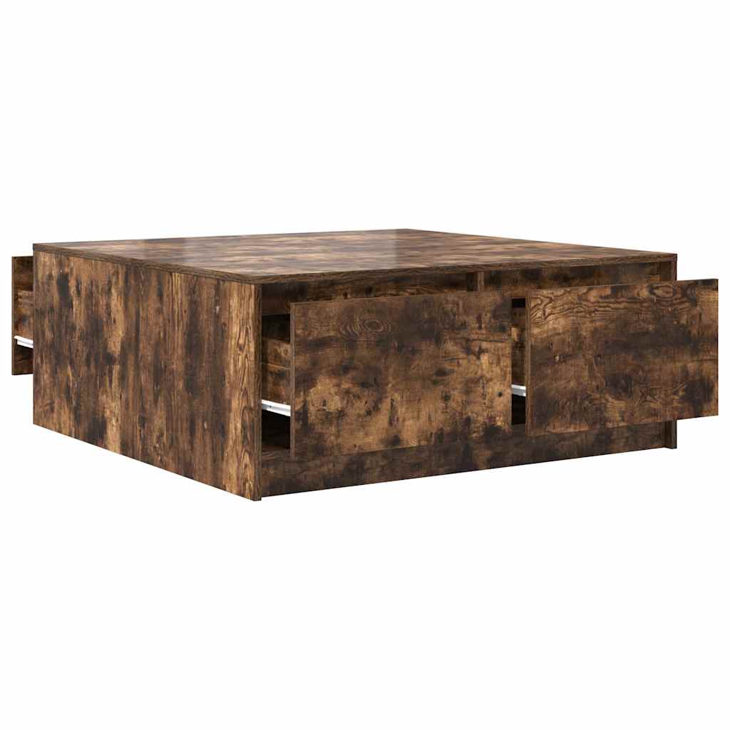 Tavolino da Salotto con Cassetti Rovere Fumo 100x100x40 cm | homemem39
