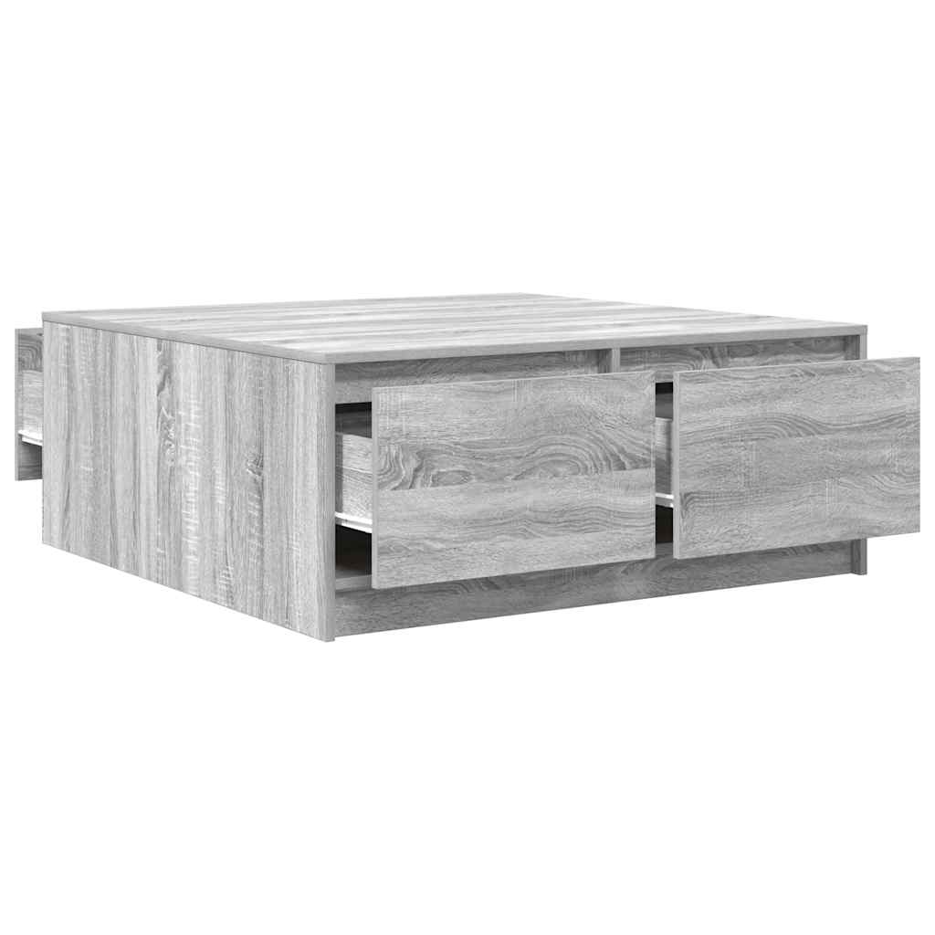 Tavolino da Salotto con Cassetti Grigio Sonoma 100x100x40 cm | homemem39