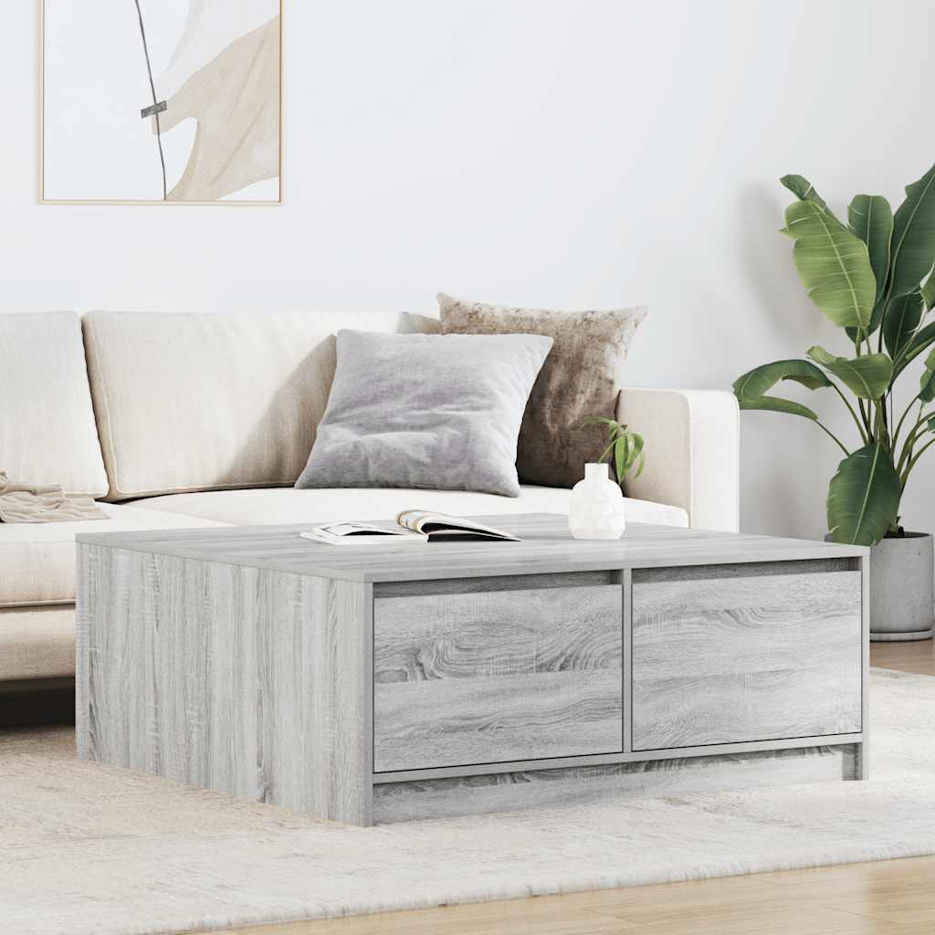 Tavolino da Salotto con Cassetti Grigio Sonoma 100x100x40 cm | homemem39