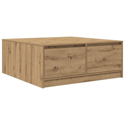 Tavolino Salotto con Cassetti Rovere Artigianale 100x100x40 cm | homemem39