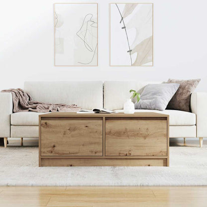 Tavolino Salotto con Cassetti Rovere Artigianale 100x100x40 cm | homemem39