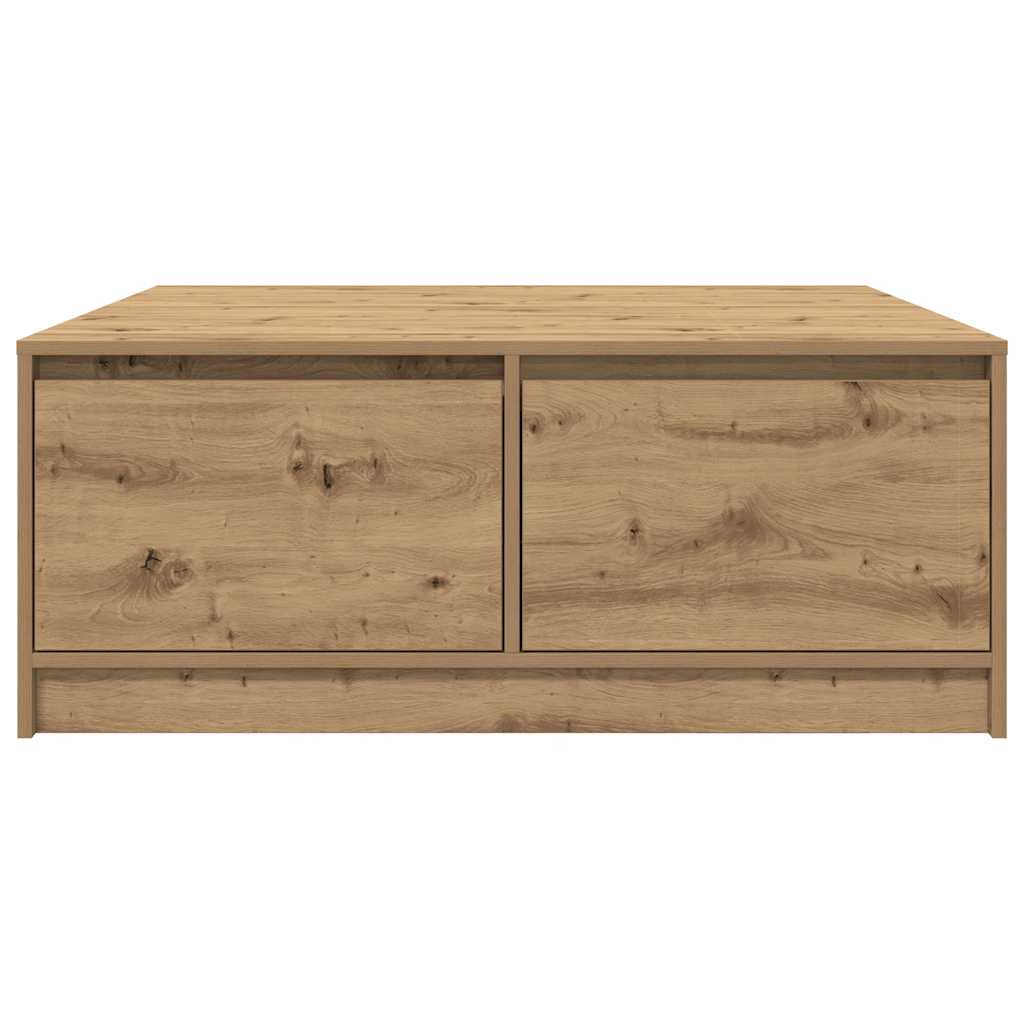Tavolino Salotto con Cassetti Rovere Artigianale 100x100x40 cm | homemem39