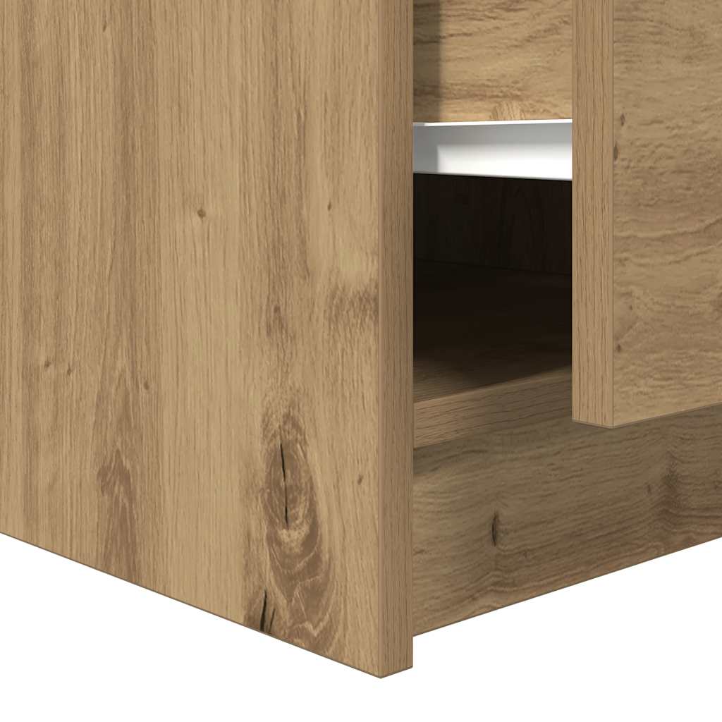 Tavolino Salotto con Cassetti Rovere Artigianale 100x100x40 cm | homemem39