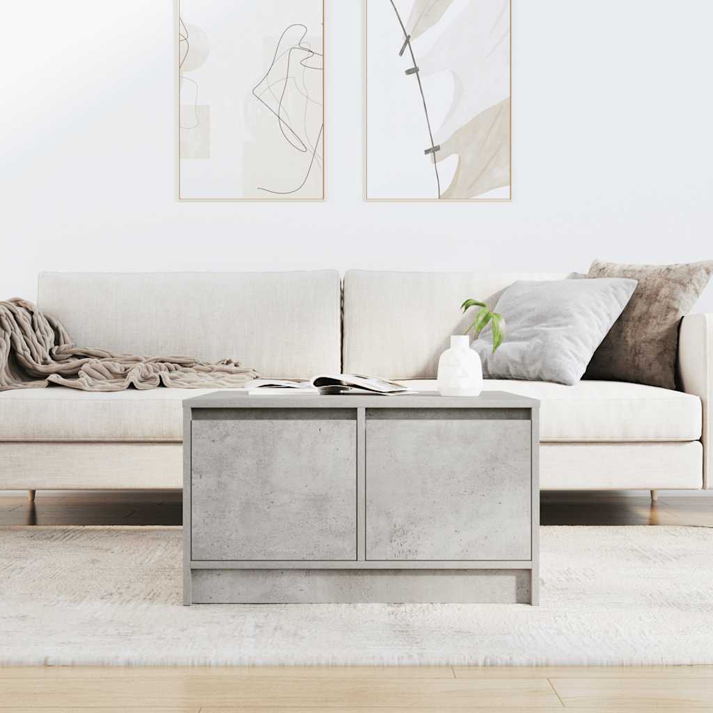Tavolino da Salotto con Cassetti Grigio Cemento 70,5x70x40 cm