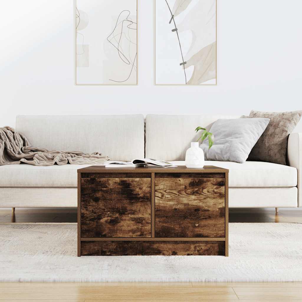 Tavolino da Salotto con Cassetti Rovere Fumo 70,5x70x40 cm