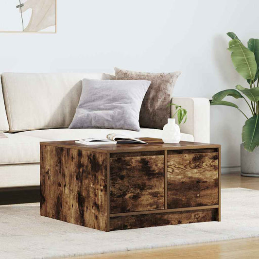 Tavolino da Salotto con Cassetti Rovere Fumo 70,5x70x40 cm | homemem39