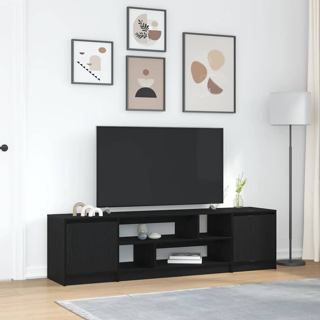 Mobile TV Rovere Nero 188,5x41x50 cm in Legno Multistrato