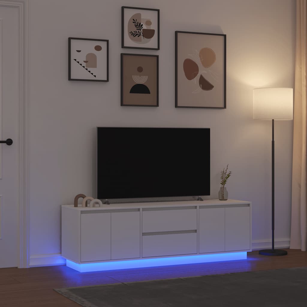 Mobile Porta TV con Luci LED Bianco 160,5x41x50 cm - homemem39