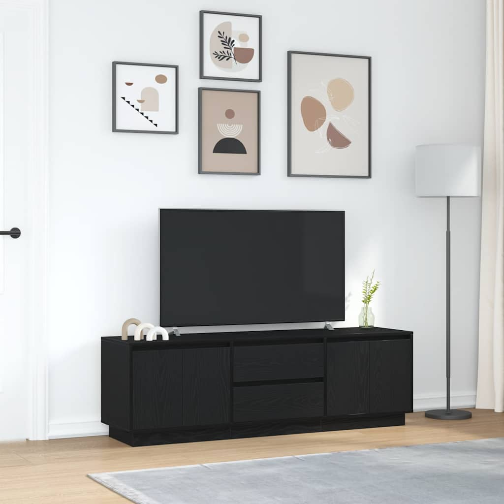 Mobile Porta TV con Luci LED Rovere Nero 160,5x41x50 cm - homemem39