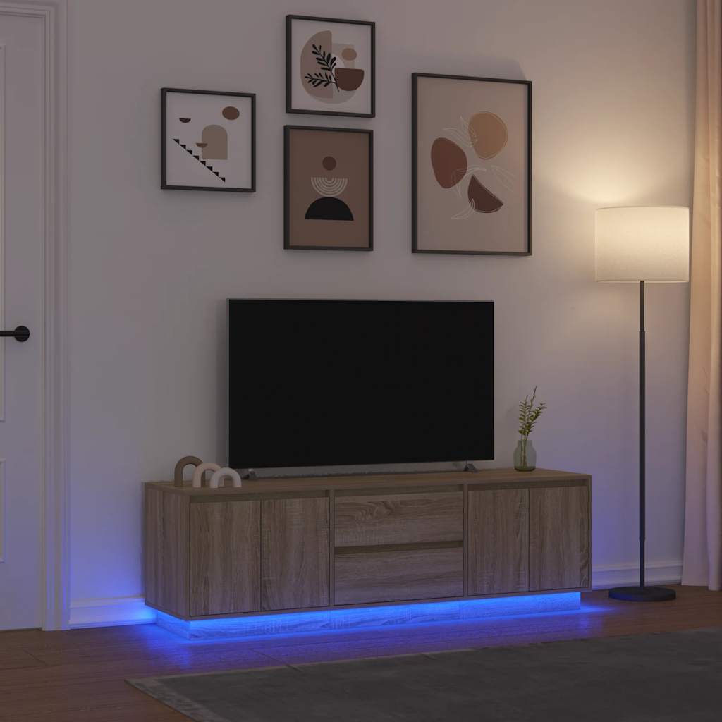 Mobile Porta TV con Luci LED Rovere Sonoma 160,5x41x50 cm