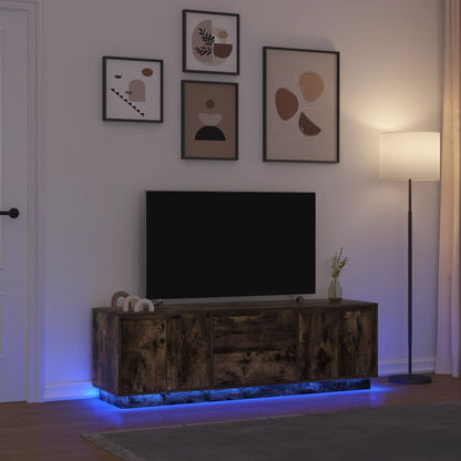 Mobile Porta TV con Luci LED Rovere Fumo 160,5x41x50 cm - homemem39