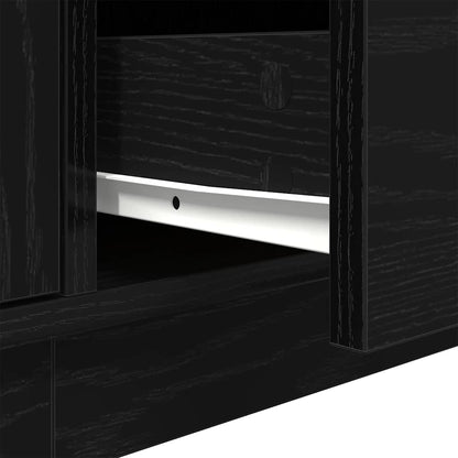 Mobile Porta TV con Luci LED Rovere Nero 193,5x41x50 cm