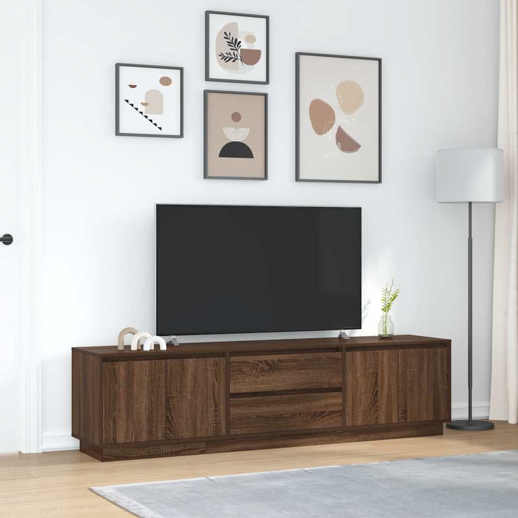 Mobile Porta TV con Luci LED Rovere Marrone 193,5x41x50 cm