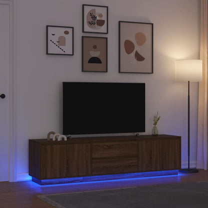 Mobile Porta TV con Luci LED Rovere Marrone 193,5x41x50 cm