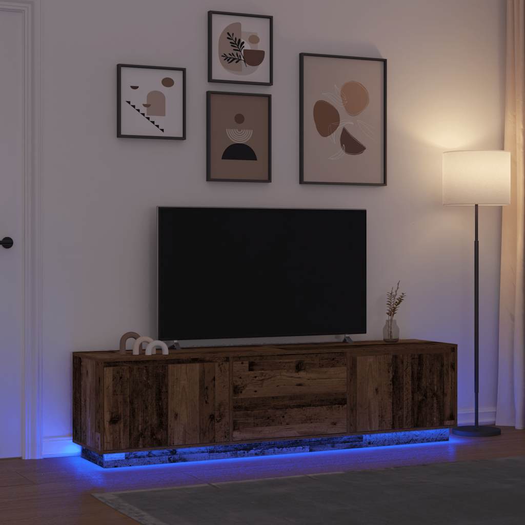 Mobile Porta TV con Luci LED Legno Antico 193,5x41x50 cm