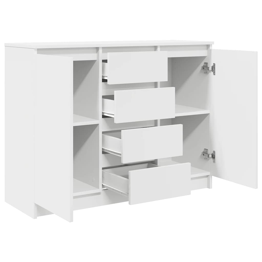 Credenza con Cassetti Bianco 100,5x35x76cm in Legno Multistrato - homemem39
