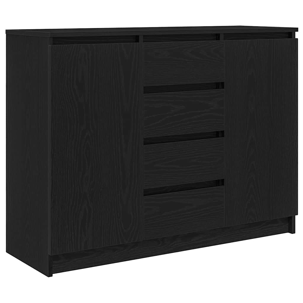 Credenza con Cassetti Rovere Nero 100,5x35x76 cm Truciolato - homemem39
