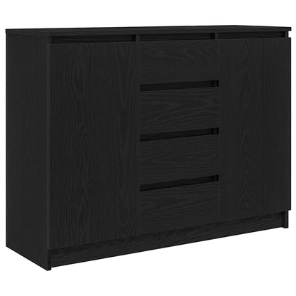 Credenza con Cassetti Rovere Nero 100,5x35x76 cm Truciolato - homemem39