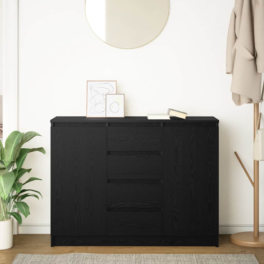 Credenza con Cassetti Rovere Nero 100,5x35x76 cm Truciolato - homemem39