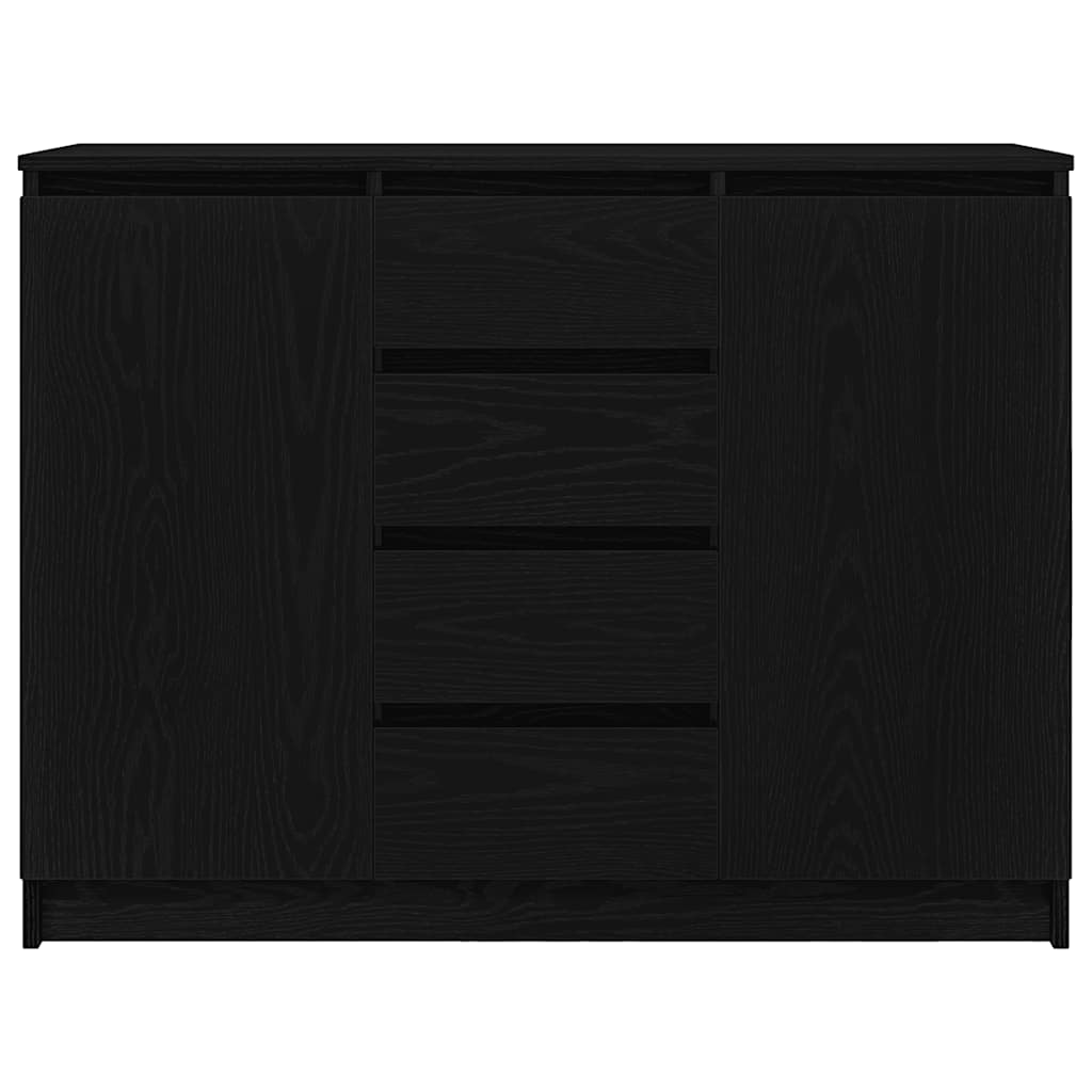 Credenza con Cassetti Rovere Nero 100,5x35x76 cm Truciolato - homemem39