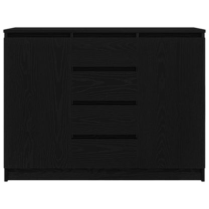 Credenza con Cassetti Rovere Nero 100,5x35x76 cm Truciolato - homemem39