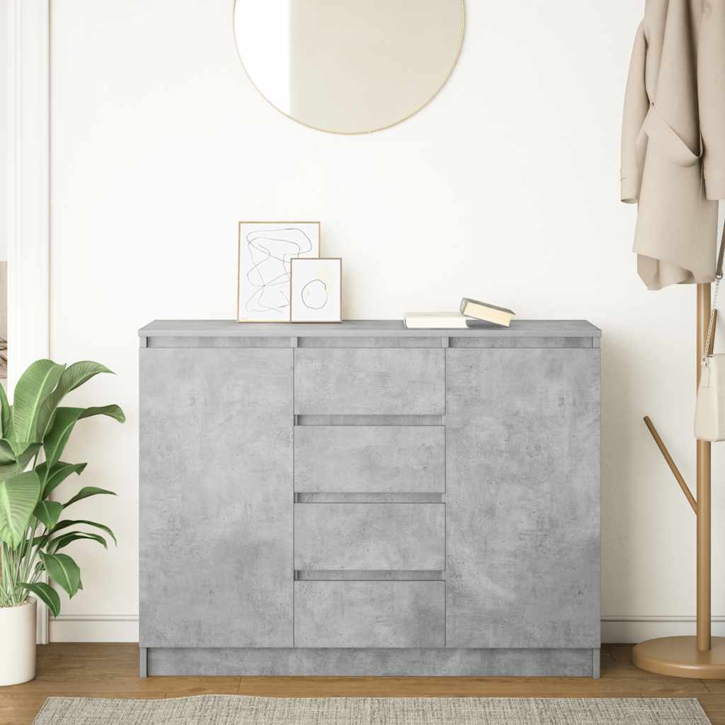 Credenza con Cassetti Grigio Cemento 100,5x35x76 cm Truciolato - homemem39