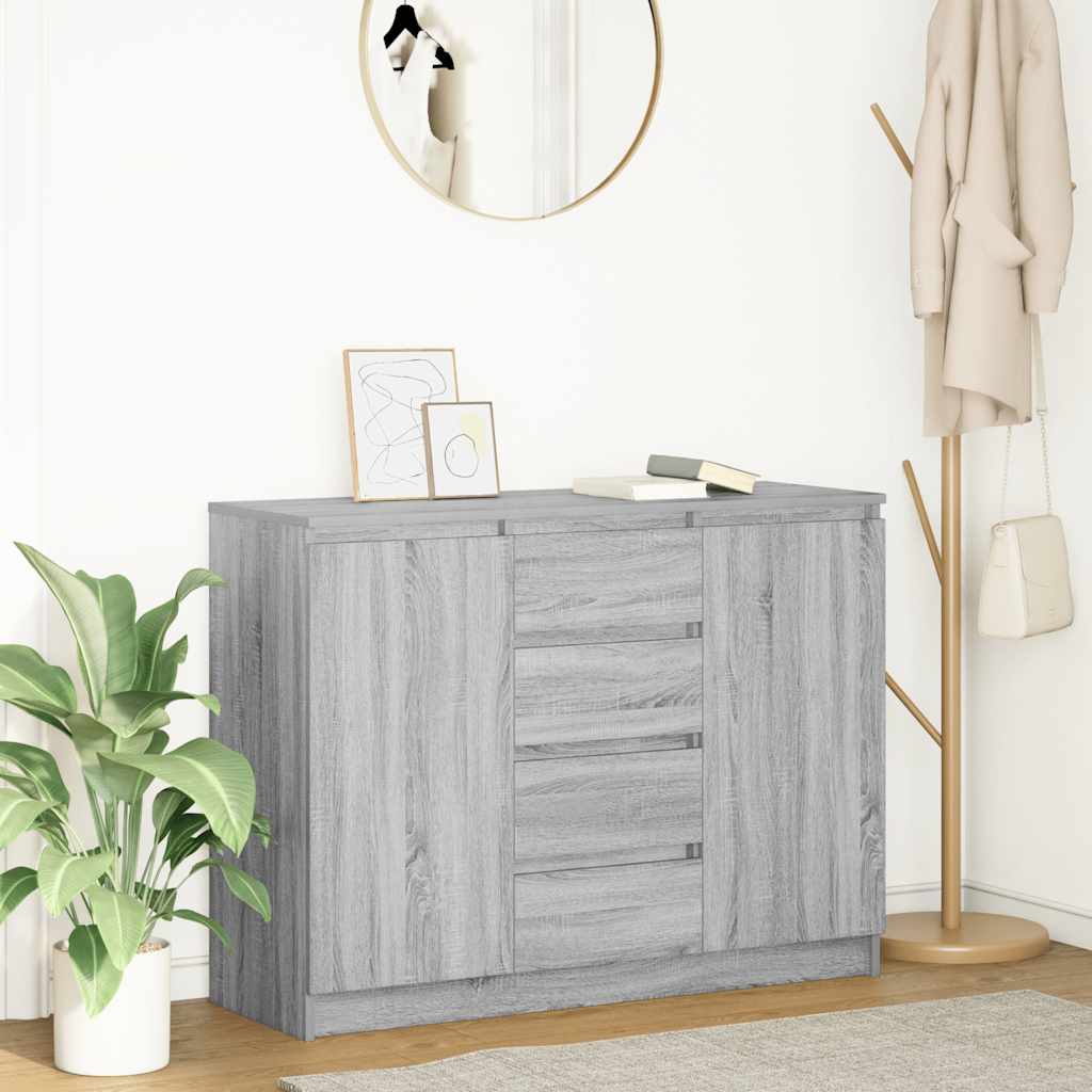 Credenza con Cassetti Grigio Sonoma 100,5x35x76cm in Truciolato - homemem39
