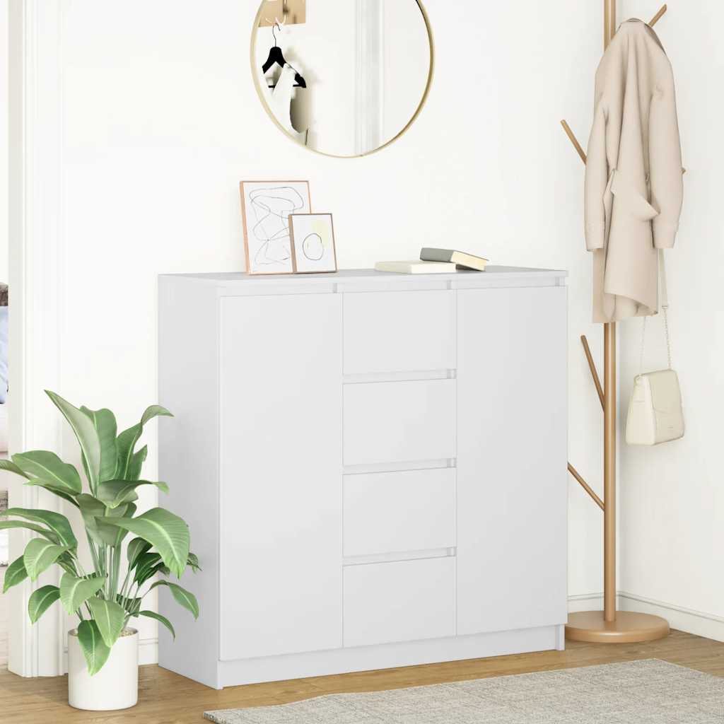 Credenza con Cassetti Bianco 100,5x35x98,5 cm Legno Multistrato - homemem39