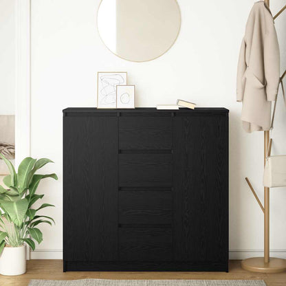 Credenza con Cassetti Rovere Nero 100,5x35x98,5 cm Truciolato - homemem39