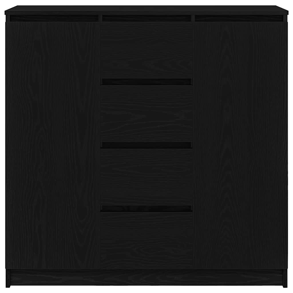 Credenza con Cassetti Rovere Nero 100,5x35x98,5 cm Truciolato - homemem39