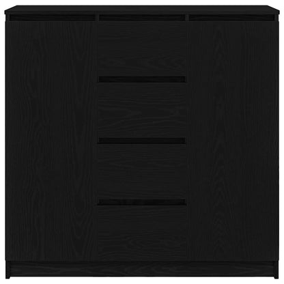 Credenza con Cassetti Rovere Nero 100,5x35x98,5 cm Truciolato - homemem39